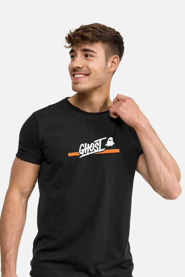 Elo Polo Republica Men's Ghost Printed Crew Neck Tee Shirt Black