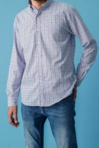 elo Polo Republica Men's Grid Check Casual Shirt Grey