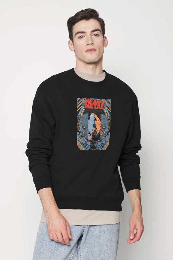 elo Polo Republica Men's Heavy Metal Printed Fleece Sweat Shirt Black