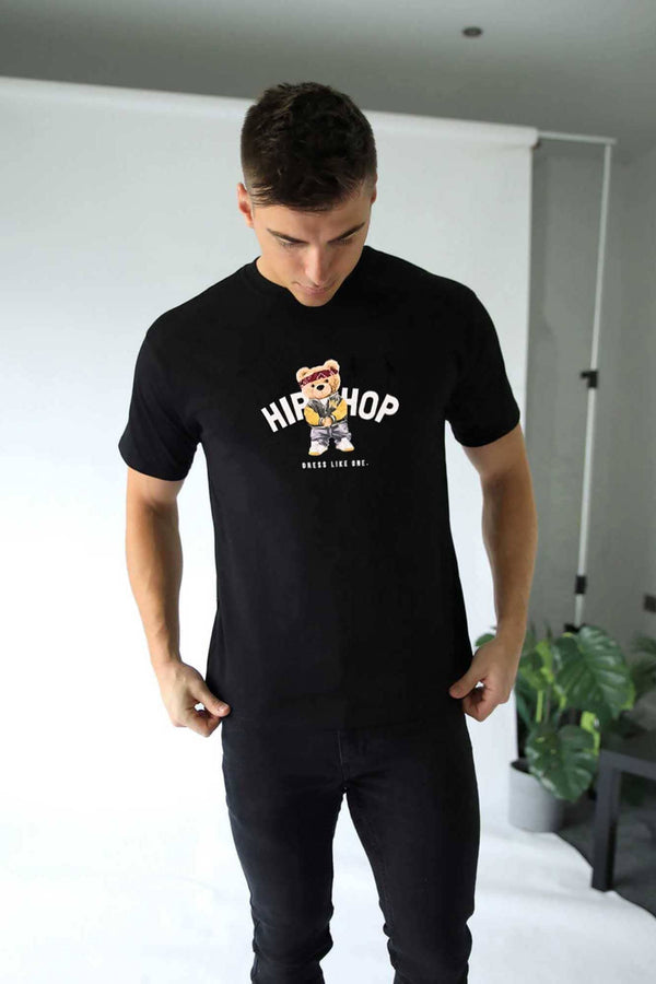 Elo Polo Republica Men's Hip Hop Printed Short Sleeve Tee Shirt Black