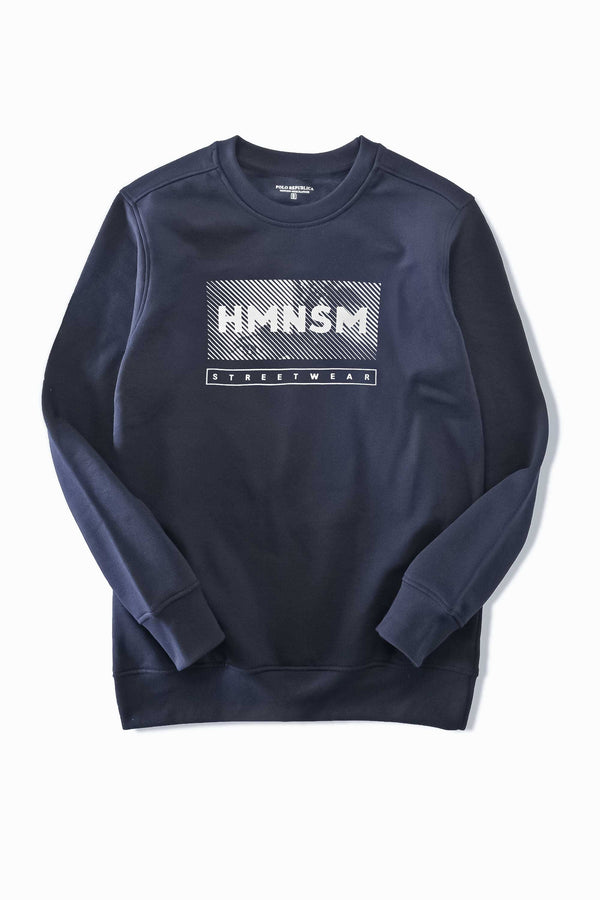Elo Polo Republica Men's HMNSM Printed Fleece Sweat Shirt Navy