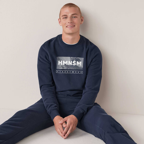 elo Polo Republica Men's HMNSM Printed Fleece Sweat Shirt Navy