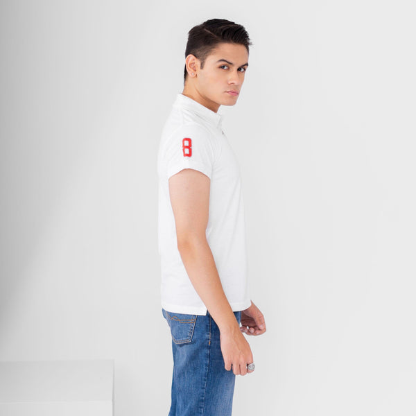 Elo Polo Republica Men's Horse & 8 Embroidered Short Sleeve Polo Shirt White