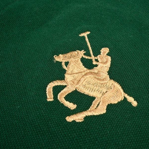 Elo Polo Republica Men's Horse Emblem & 8 Embroidered Short Sleeve Polo Shirt Bottle Green