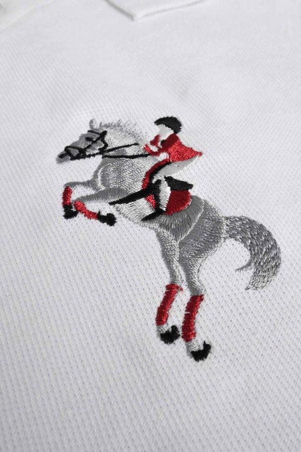 Elo Polo Republica Men's Horse Rider & 5 Embroidered Short Sleeve Polo Shirt White
