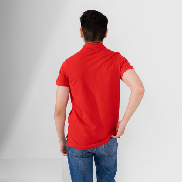 Elo Polo Republica Men's Horse Rider & Crest Embroidered Short Sleeve Polo Shirt Red