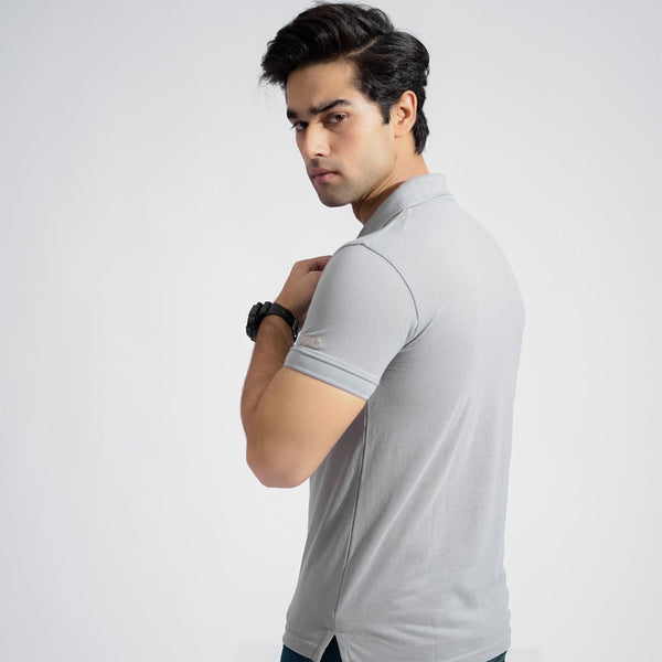 Elo Polo Republica Men's Horse Rider & Crest Polo Embroidered Short Sleeve Polo Shirt Grey