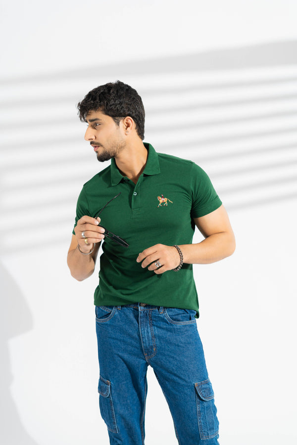 Elo Polo Republica Men's Horse Rider Embroidered Short Sleeve Polo Shirt Off White