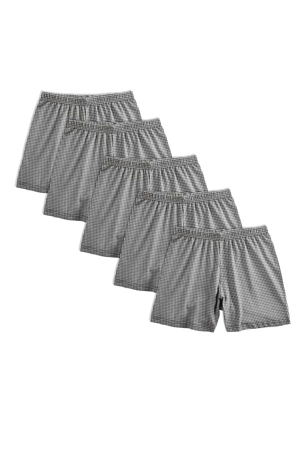 Elo Polo Republica Men's Houndstooth Boxer Shorts - Pack Of 5 Black & White