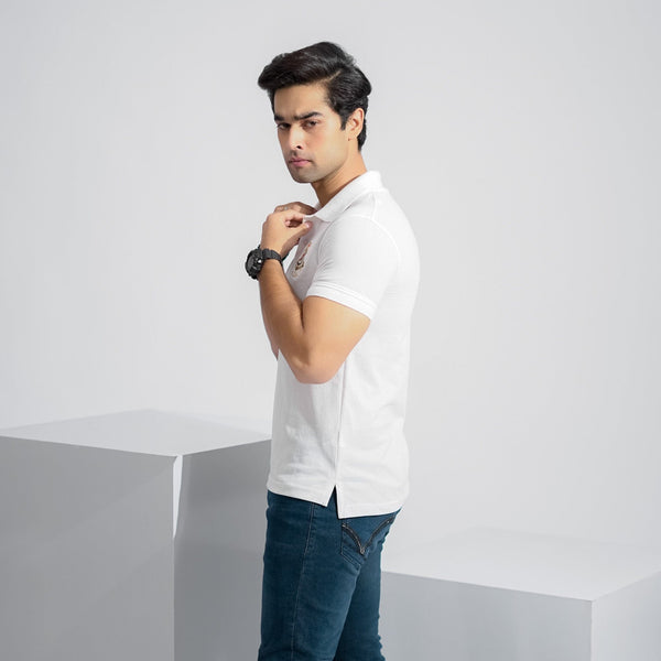 Elo Polo Republica Men's Hunter Jumper & Crest 5 Embroidered Short Sleeve Polo Shirt White