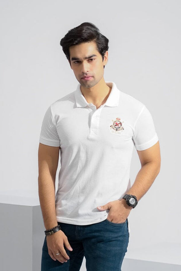 elo Polo Republica Men's Hunter Jumper & Crest 5 Embroidered Short Sleeve Polo Shirt White