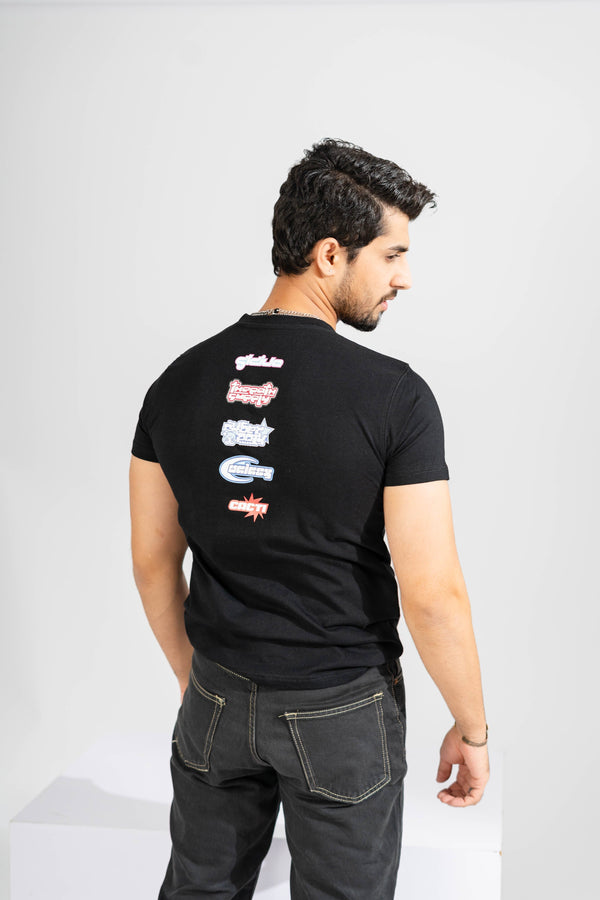 Elo Polo Republica Men's Kayne West Printed Crew Neck Tee Shirt Black