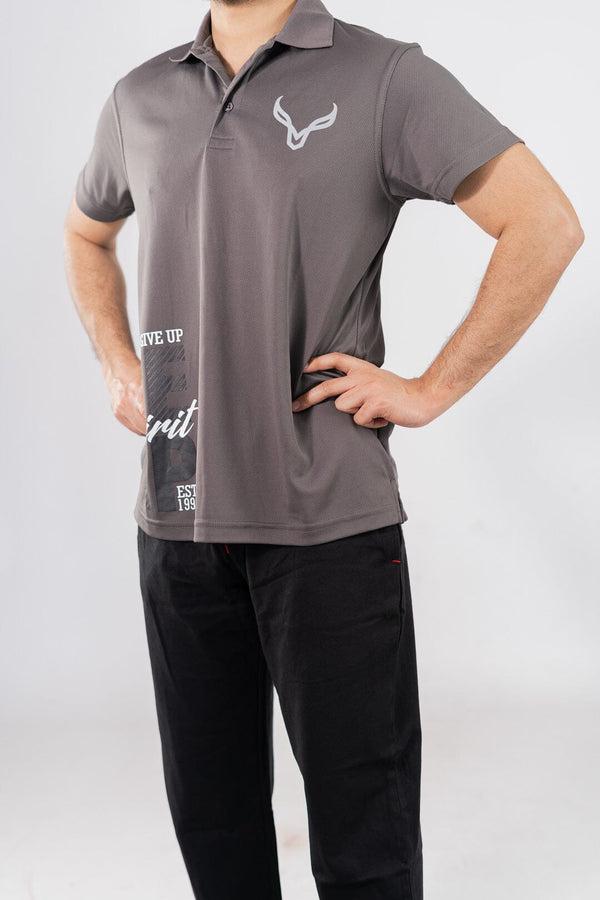 Elo Polo Republica Men's Keep Spirit Printed Activewear Polo Shirt Graphite