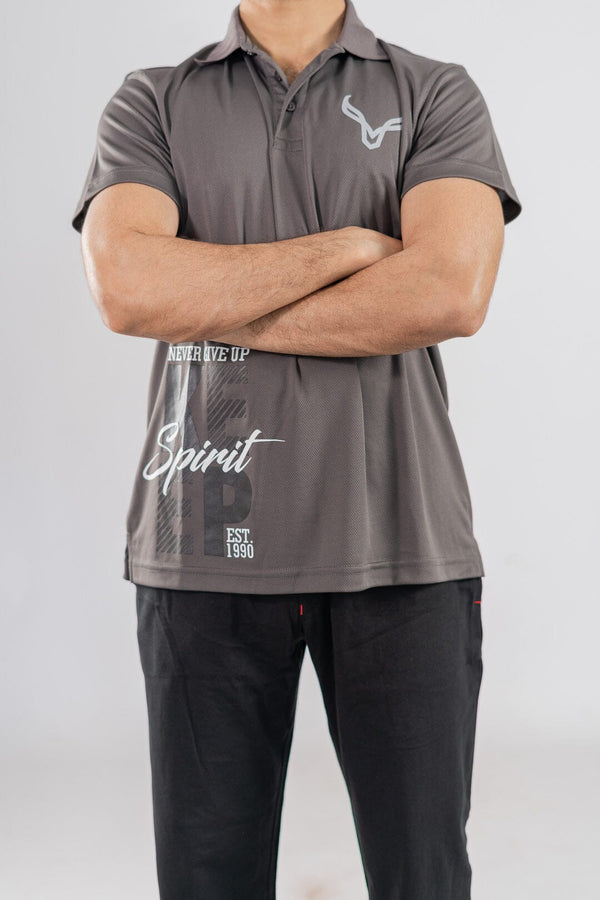 Elo Polo Republica Men's Keep Spirit Printed Activewear Polo Shirt Graphite