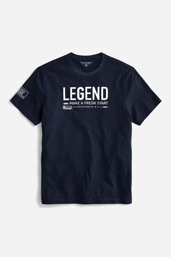 Elo Polo Republica Men's Legend Printed Crew Neck Tee Shirt Navy
