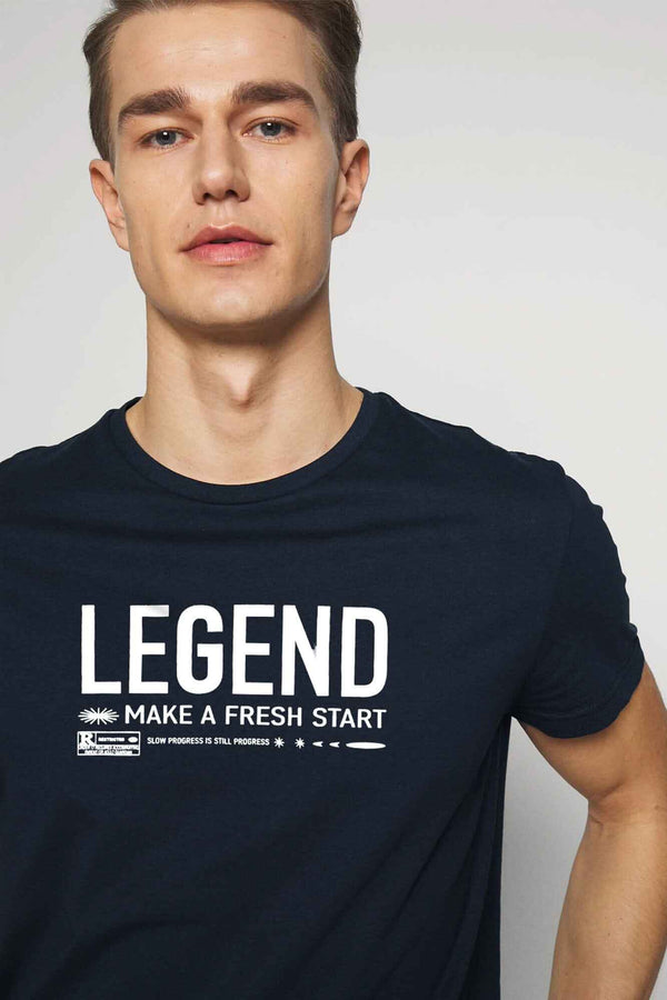 Elo Polo Republica Men's Legend Printed Crew Neck Tee Shirt Navy