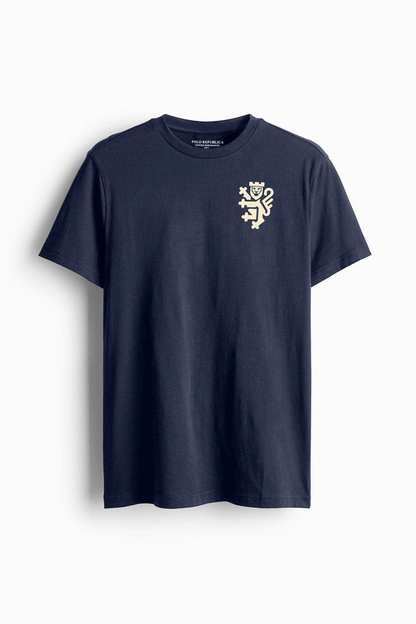 Elo Polo Republica Men's Leo Printed Crew Neck Tee Shirt Navy