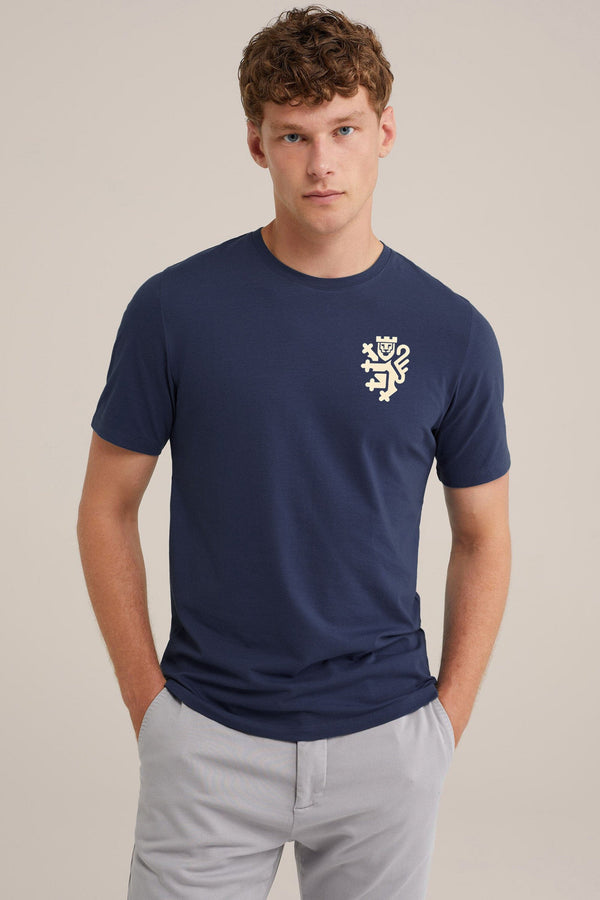 elo Polo Republica Men's Leo Printed Crew Neck Tee Shirt Navy