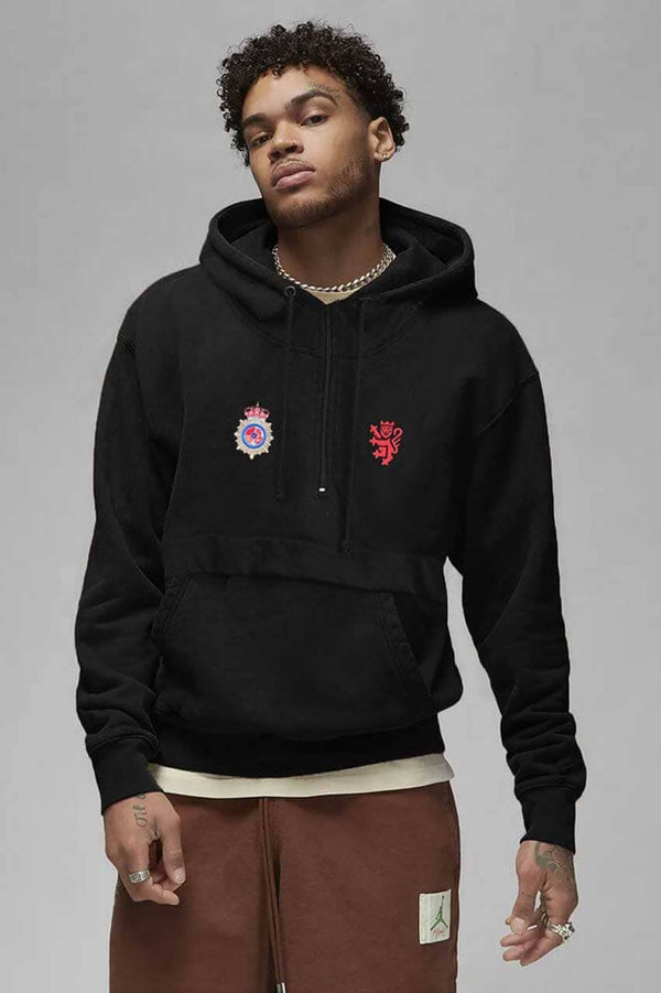 elo Polo Republica Men's Lion & Crest Embroidered Zipper Terry Hoodie Black