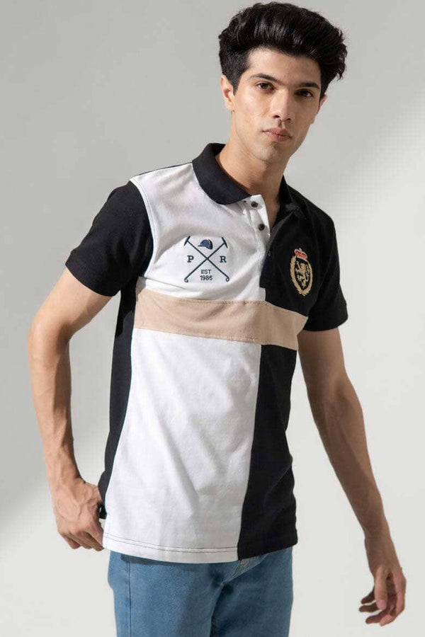 Elo Polo Republica Men's Lion Crest & Mallets Embroidered Polo Shirt Black & White