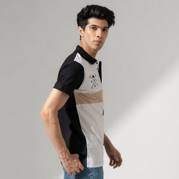 Elo Polo Republica Men's Lion Crest & Mallets Embroidered Polo Shirt Black & White