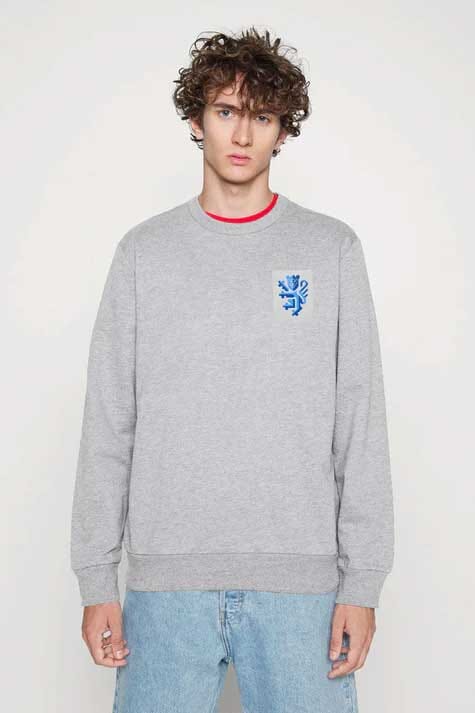 Elo Polo Republica Men's Lion Crest Printed Fleece Sweat Shirt Heather Grey