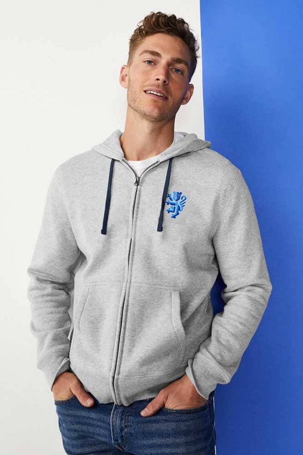 elo Polo Republica Men's Lion Crest Printed Zipper Hoodie Heather Grey