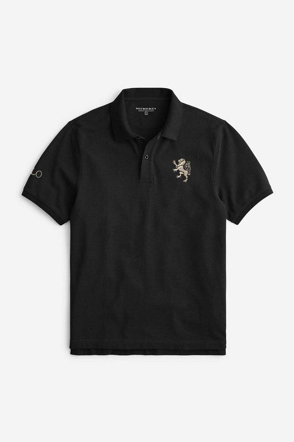 Elo Polo Republica Men's Lion & Polo Embroidered Short Sleeve Polo Shirt Black
