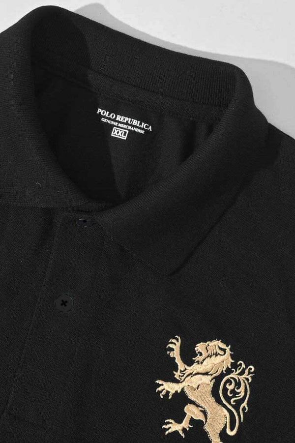 Elo Polo Republica Men's Lion & Polo Embroidered Short Sleeve Polo Shirt Black