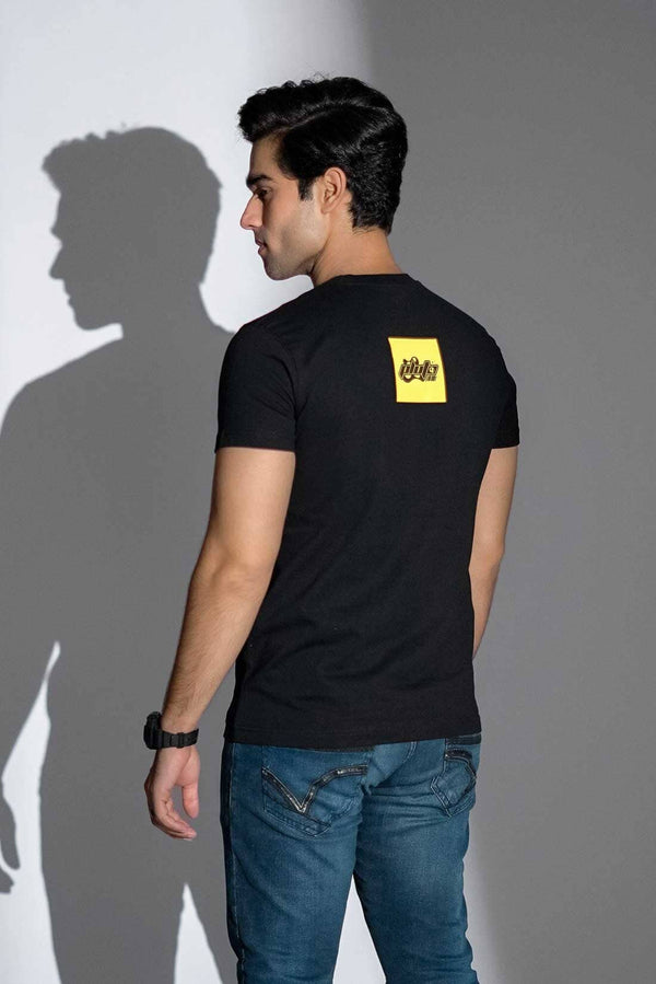 Elo Polo Republica Men's Live More Worry Printed Crew Neck Tee Shirt Black