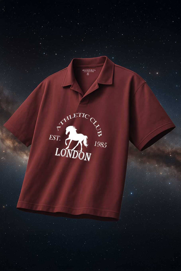 Elo Polo Republica Men's London Drop Shoulder Oversized Polo Shirt Maroon