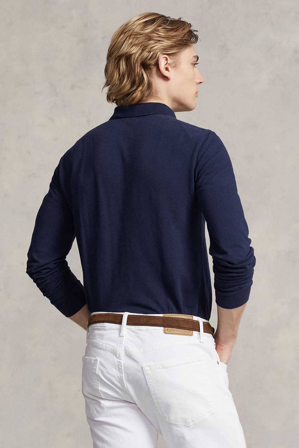 Elo Polo Republica Men's Long Sleeve Pique Polo Shirt Navy