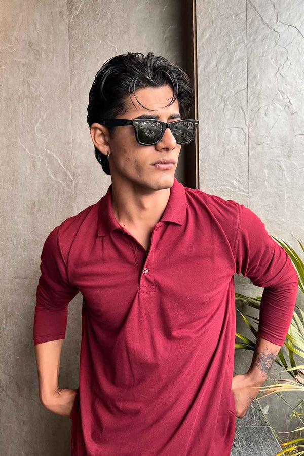 Elo Polo Republica Men's Long Sleeve Polo Shirt Maroon