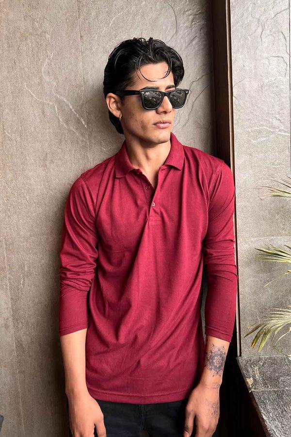 Elo Polo Republica Men's Long Sleeve Polo Shirt Maroon