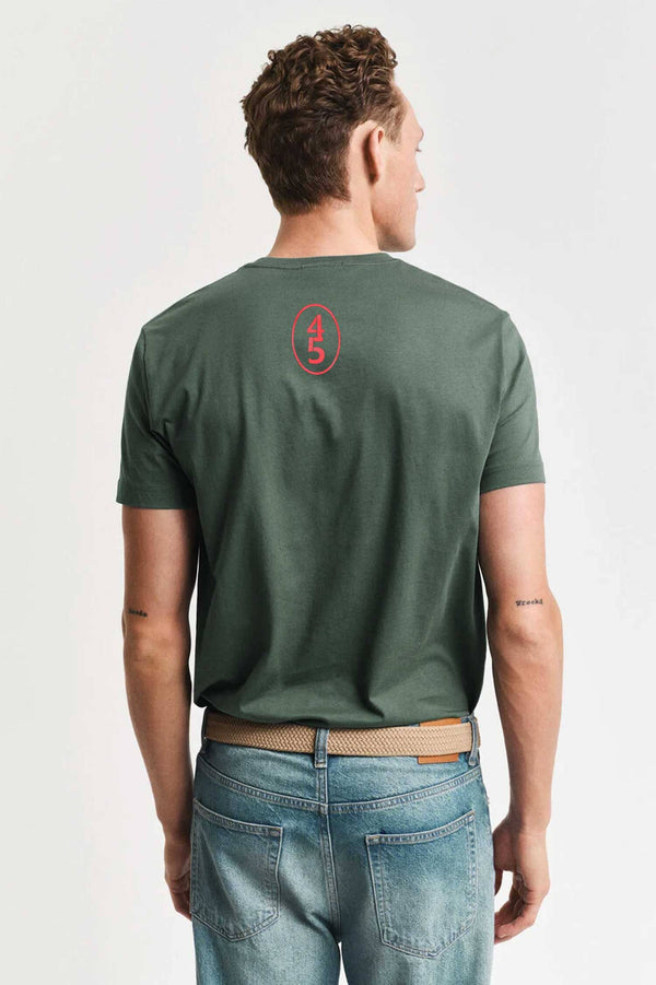 Elo Polo Republica Men's Los Angeles Printed Crew Neck Tee Shirt Dark Olive
