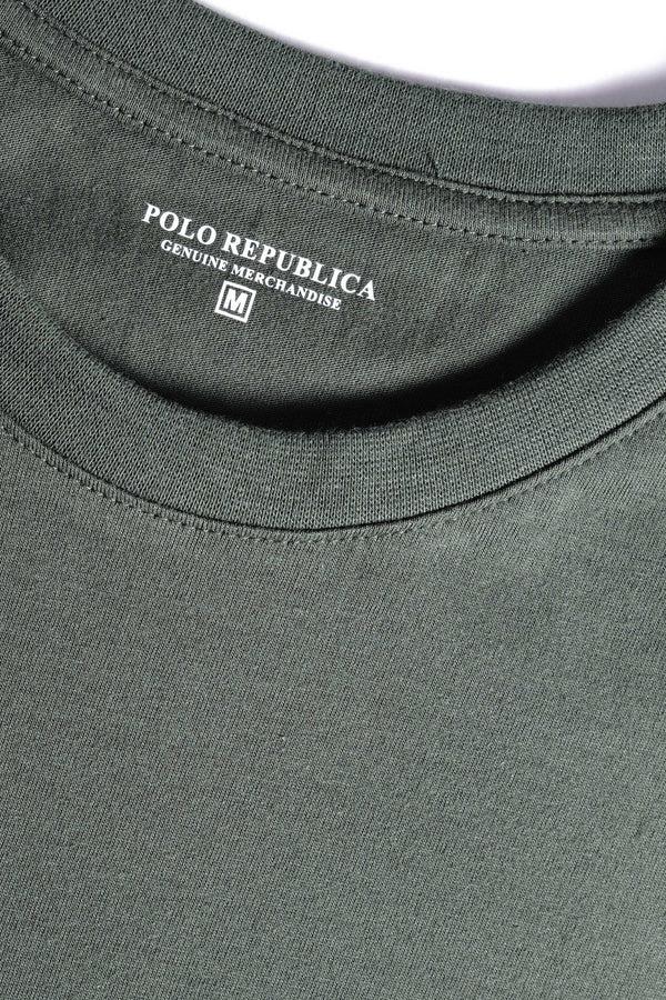 Elo Polo Republica Men's Los Angeles Printed Crew Neck Tee Shirt Dark Olive