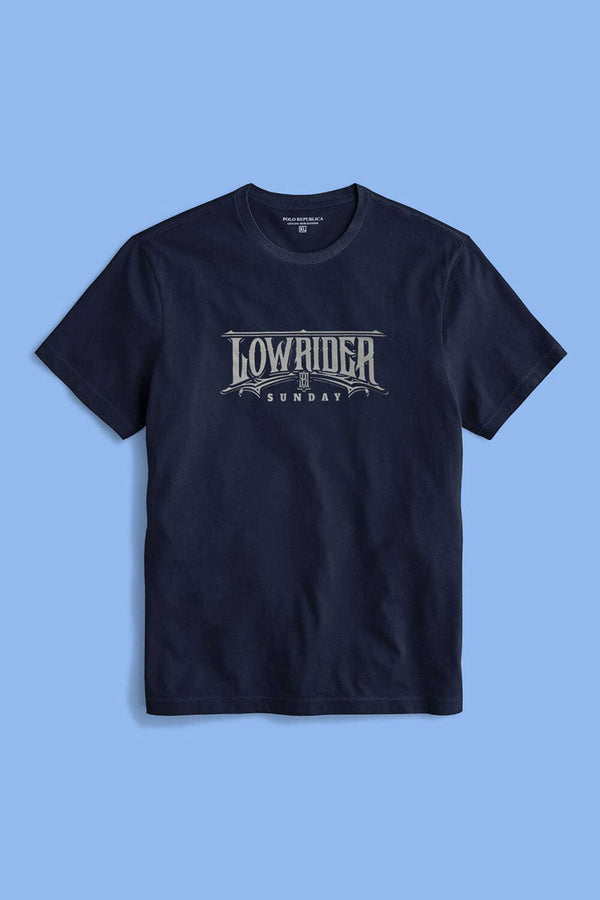 elo Polo Republica Men's Low Rider Printed Crew Neck Tee Shirt Navy