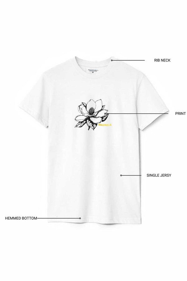 Elo Polo Republica Men's Magnolia Printed Tee Shirt White