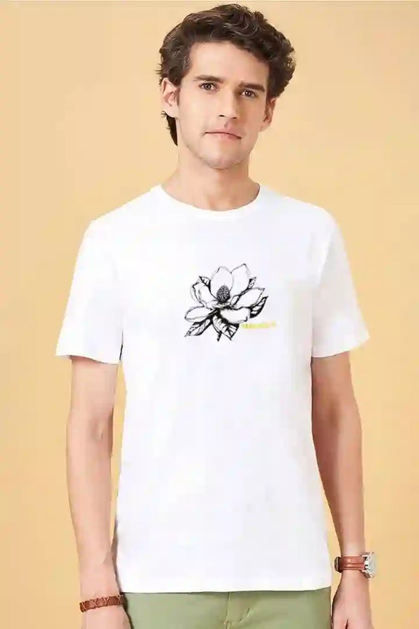 elo Polo Republica Men's Magnolia Printed Tee Shirt White