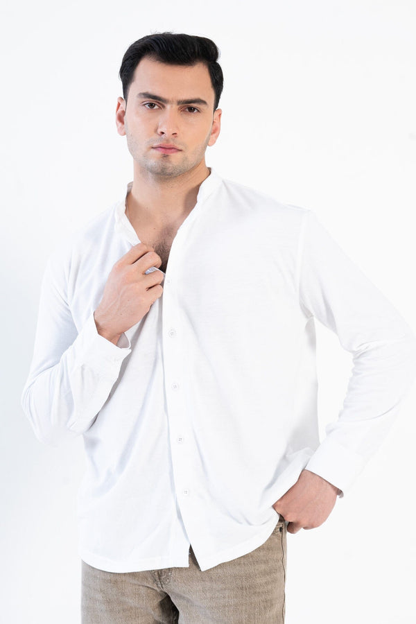 elo Polo Republica Men's Mandarin Collar Shirt White