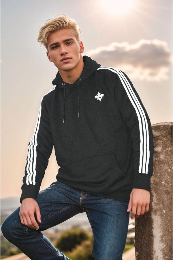 Elo Polo Republica Men's Maple Leaf Embroidered Fleece Pullover Hoodie Black