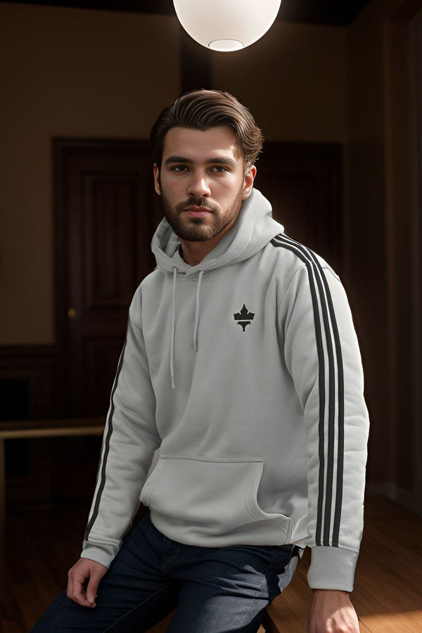 Elo Polo Republica Men's Maple Leaf Embroidered Fleece Pullover Hoodie Black