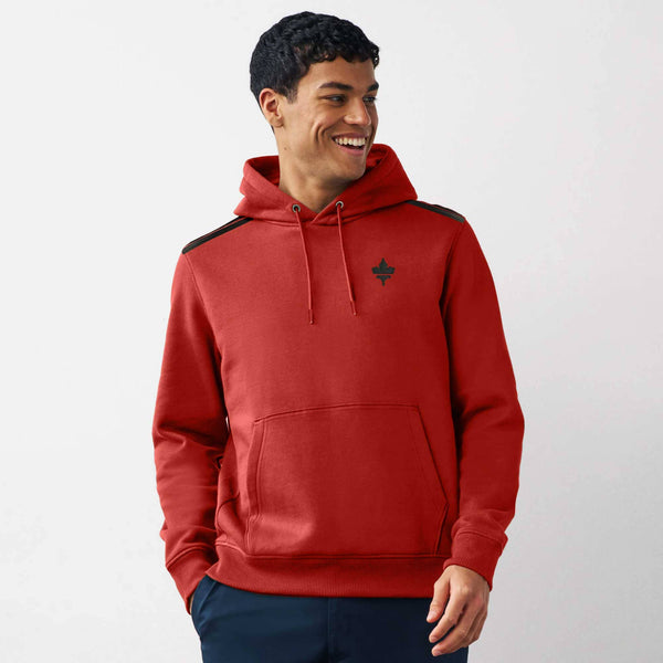 elo Polo Republica Men's Maple Leaf Embroidered Fleece Pullover Hoodie Red