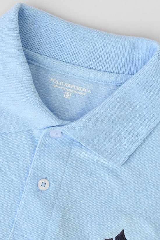 Elo Polo Republica Men's Maple Leaf & Flag Embroidered Short Sleeve Polo Shirt Sky