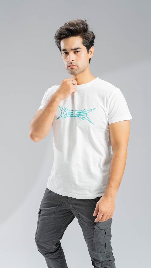 elo Polo Republica Men's Memes Printed Crew Neck Tee Shirt White