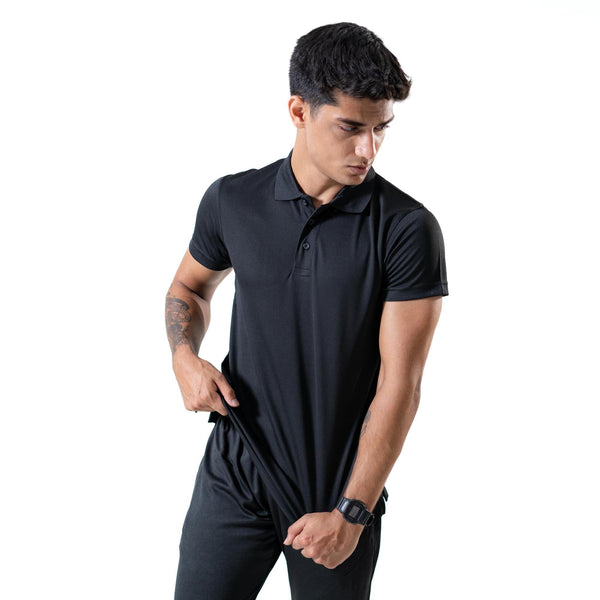 Elo Polo Republica Men's Moisture Wicking Activewear Polo Shirt Black