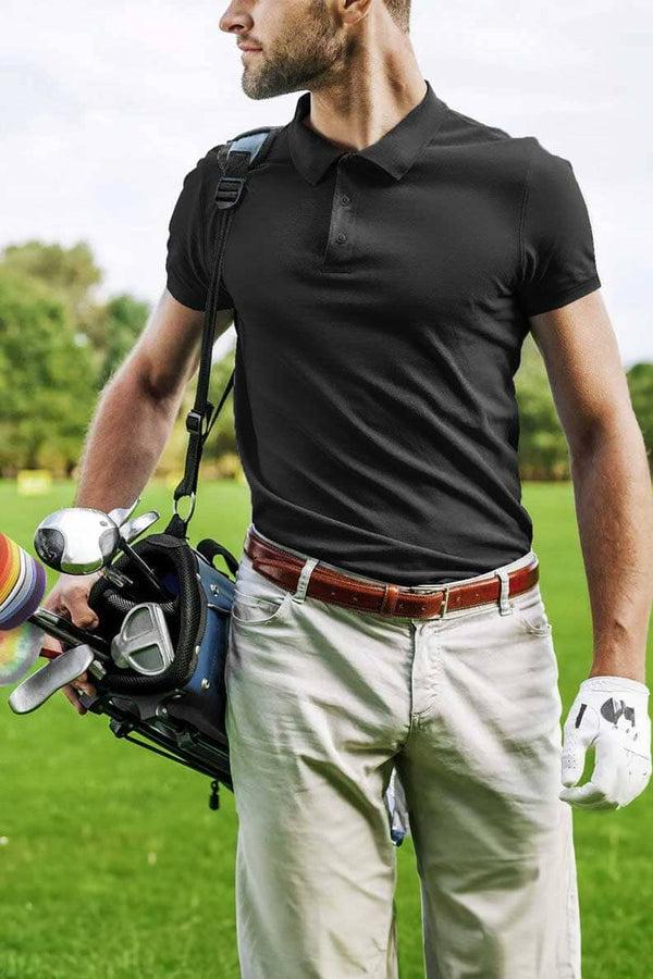 elo Polo Republica Men's Moisture Wicking Activewear Polo Shirt Black