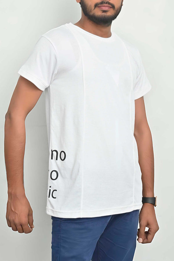 elo Polo Republica Men's Mono Chromatic Printed Short Sleeve Tee Shirt White