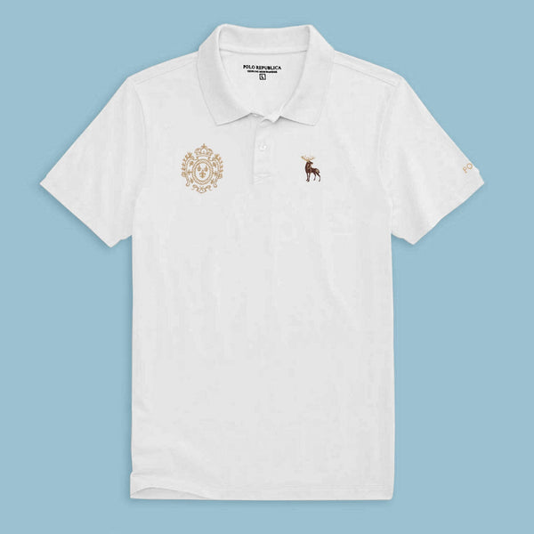 Elo Polo Republica Men's Moose & Crest Embroidered Short Sleeve Polo Shirt Red