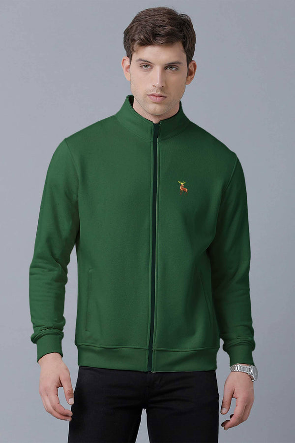 Elo Polo Republica Men's Moose Embroidered Fleece Zipper Jacket Bottle Green